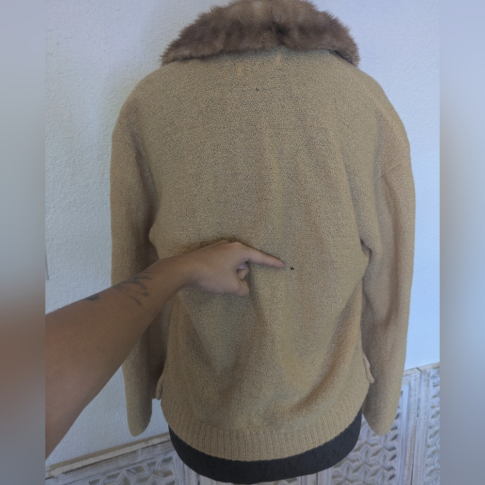 1940s/50s Mohpac Campus Fur Collar Cardigan - Picture 12 of 13